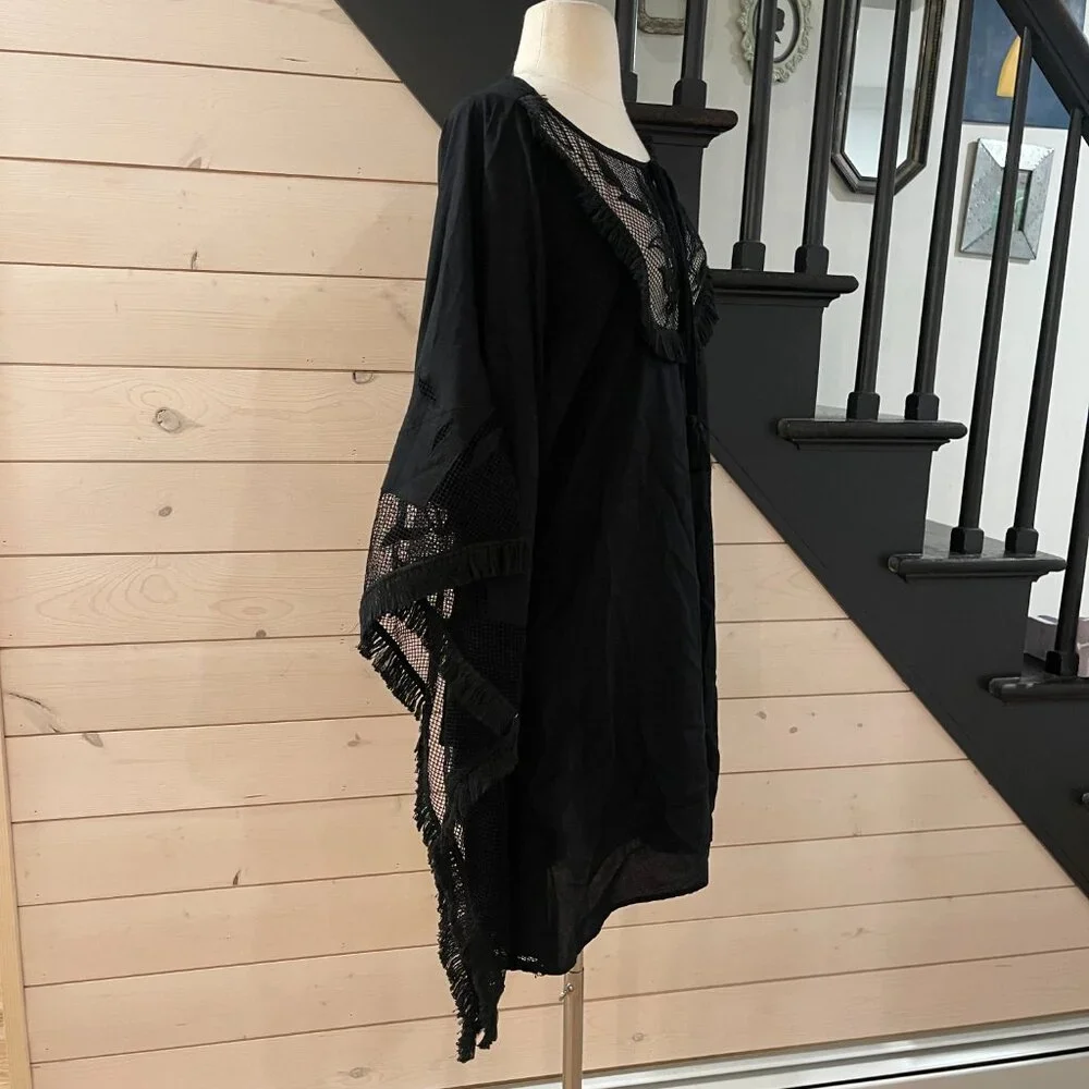01 By Anthropologie Embroidered Cover-Up Dress Black NWOT XS/S